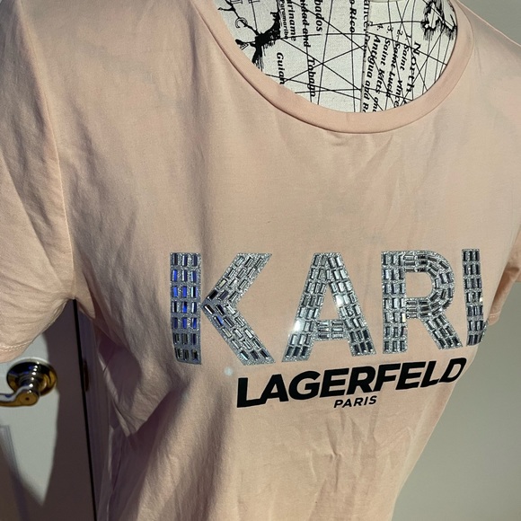 NWOT Embellished muscle bead shiny bling graphic print letters shirt cor - Picture 2 of 6